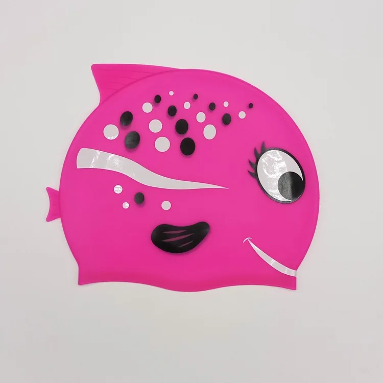 
Multi Styles Fish Shape Kids Size Silicone Swim Caps 