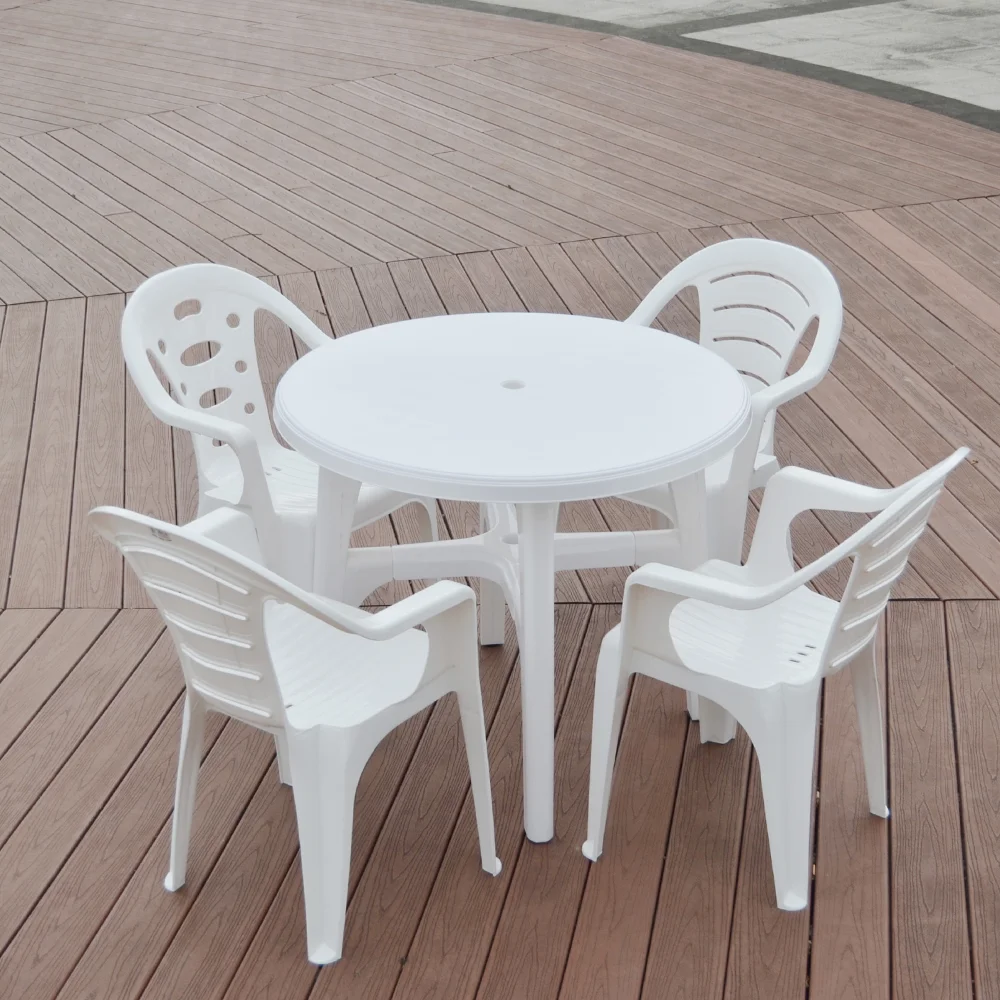 Garden outdoor dining white plastic chair table