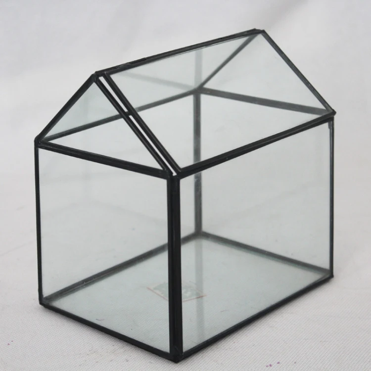 Handmade Polishing clear unique glass vases Glass terrarium with Lid