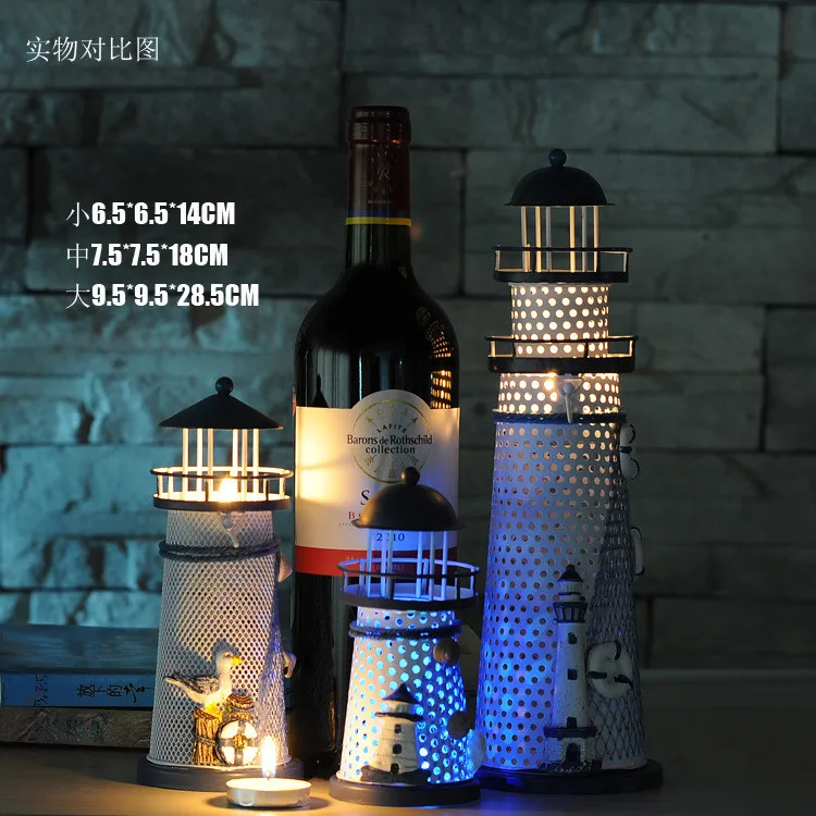 Ywbeyond 14cm 18cm 28cm Mediterranean style home nautical decor candle holder lighthouse decorations