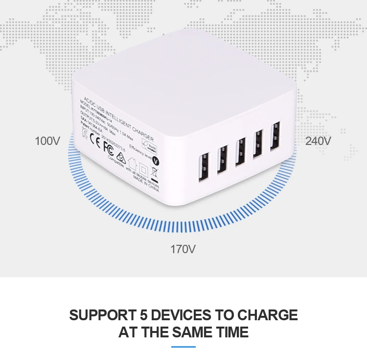 Универсальное зарядное устройство с 5 usb-портами В 8 А 40