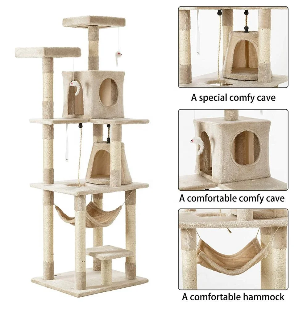 
Cat Jumping Toy Scratching Wood Climbing Tower Cat Tree 