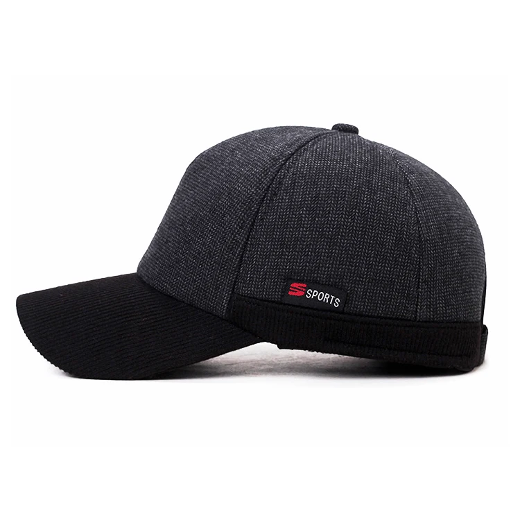 Wholesale High Quality 5 Panel Winter Custom Embroidery Plain Velvet Hat Suede  Baseball Cap With Ear Muff
