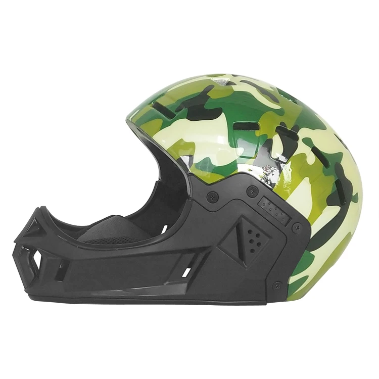 Full face BMX bike helmet with removable chin guard
