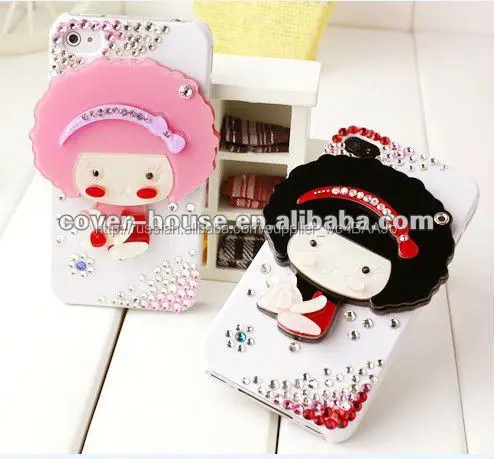 Cute Girls 3D Mirror Design Showcase Case For iPhone 4S / iPhone 4