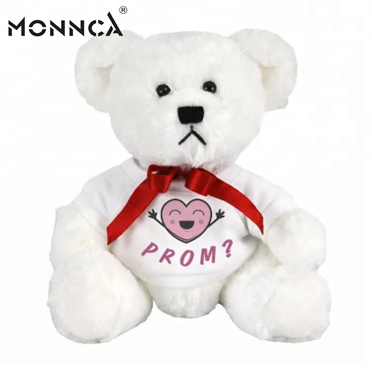 Soft Sublimation Stuffed Animals White Bear with T-shirt
