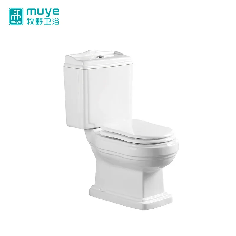 Western Slow Down Seat Cover Water Closet High Quality Two Piece Ceramic Washdown  classical Toilet