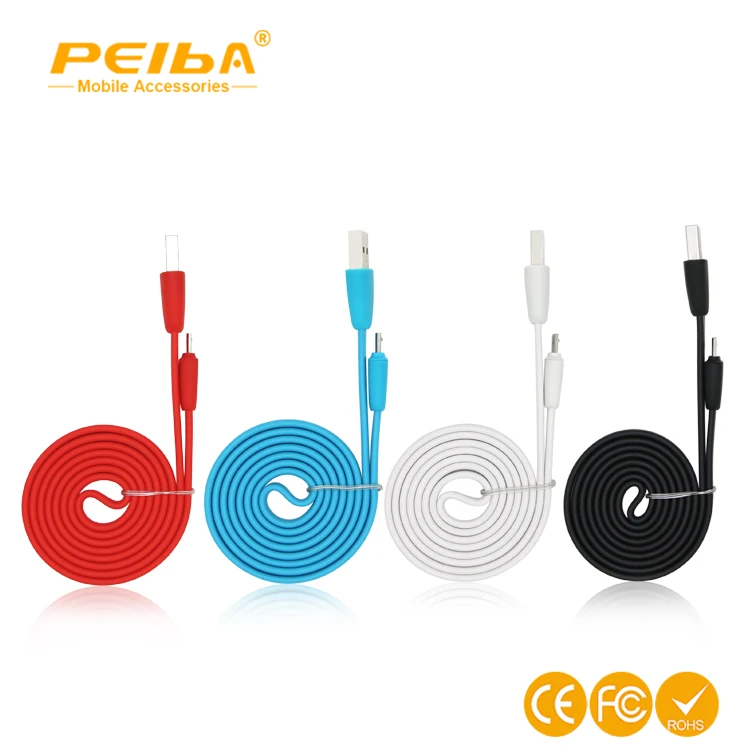 Alibaba Hot Sale Micro Usb Charging Cable For Android Phone , 3ft colorful flat Data cord line for Samsung Charger Cable