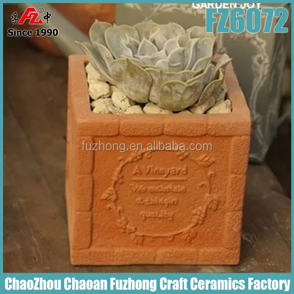 Clay garden square planter Outdoor Clay  Plant Pots