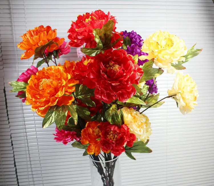 Шифон потертый цветы искусственный пион ремесло ткань цветы