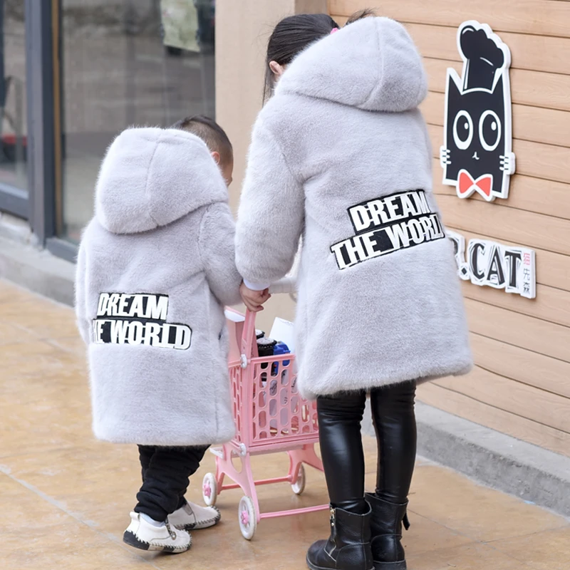 
Costume Cute Girls Hooded Long Sleeve Thicken Jacket Winter Warm Faux Fur Coat faux-furs overcame it 