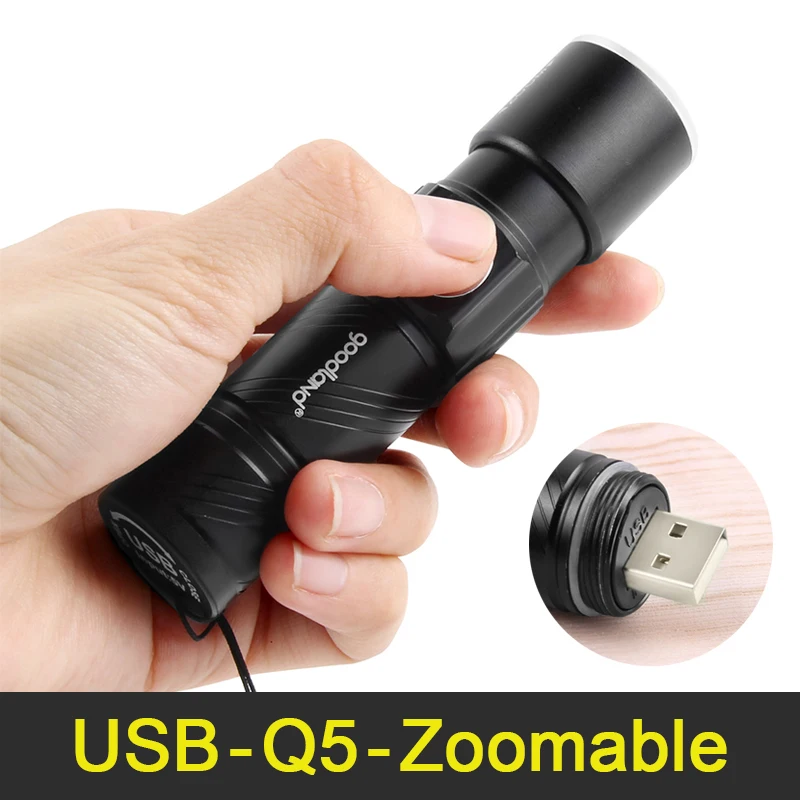Mini USB LED Flashlight Rechargeable Built-in Battery Q5 Handy Powerful Flashlight 3-Modes Zoomable LED Torch Light Lanterna