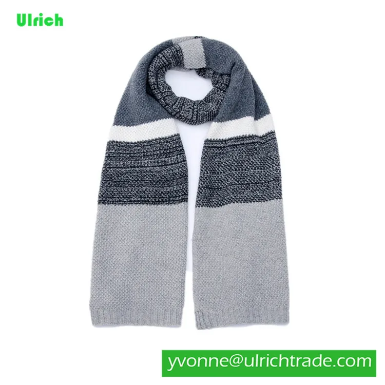 KD103 Fashion hot style knitted jacquard woollen men scarf