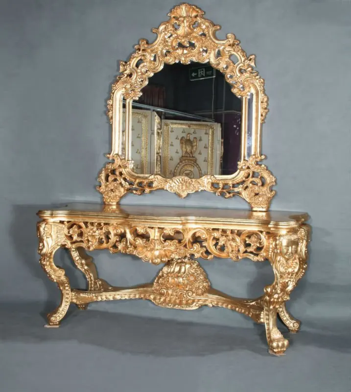 Репродукция Европейской антикварной мебели из каучукового дерева консольный стол