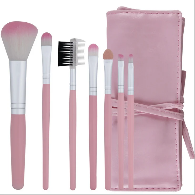 7 шт. розовая Кисть для макияжа в форме сердца девочки с упаковкой и расческа для ресниц и бровей кисти для макияжа