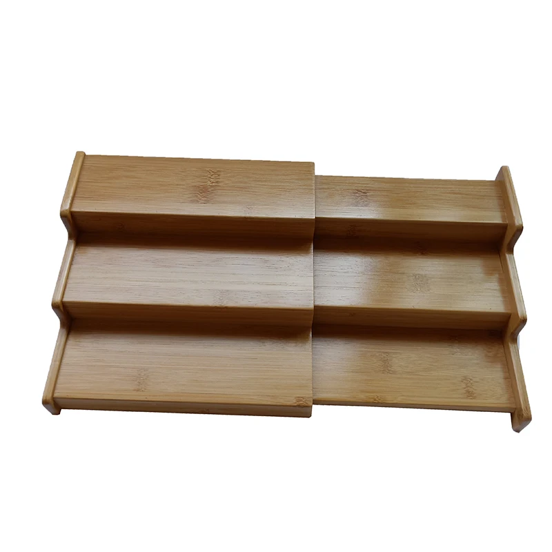 2018 Factory New Design Custom 3-Tier Expandable Step Shelf Organizer Wooden Bamboo Spice rack