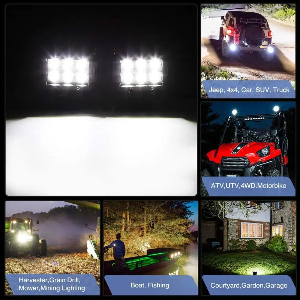 IP67 Waterproof Flood Beam LED Light Bar 4inch 18W for 4x4 Trucks Car ATV