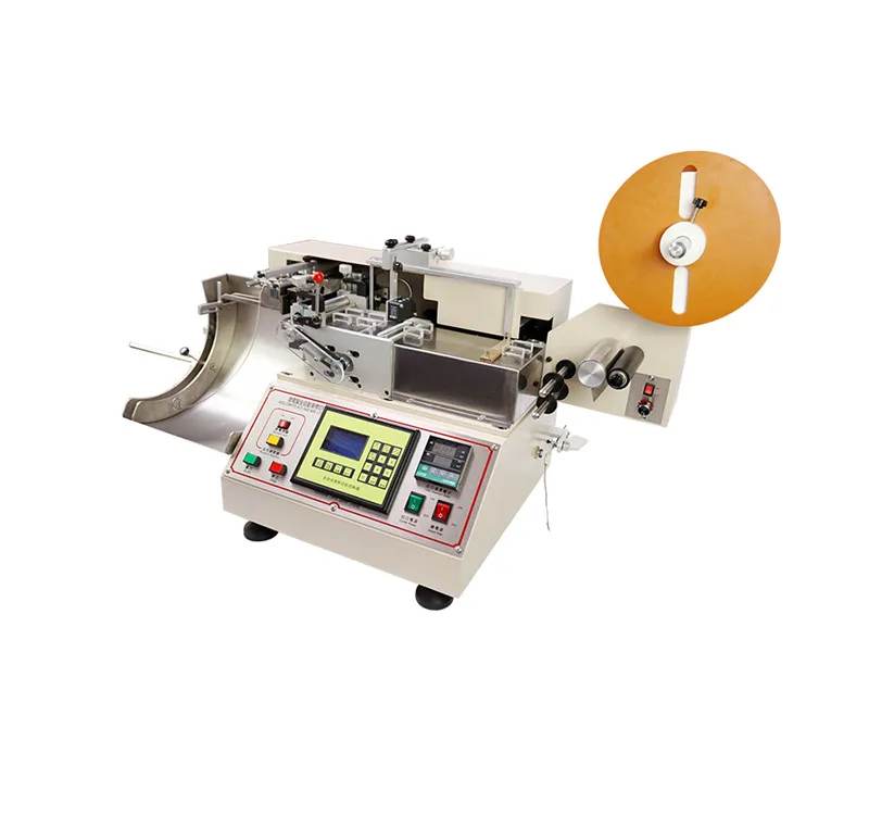 Automatic label cutting machine Computerized satin label tape cutter stacker Automatic tape cutting machine
