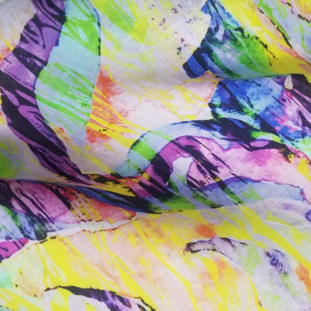 
2017 high quality and cheap price print linen fabric for garment 