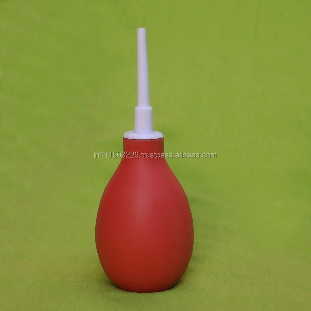 Bulb Syringe With Colon Tube Natural Eco Friendly Made of thick natural and durable Rubber Dark Red Color