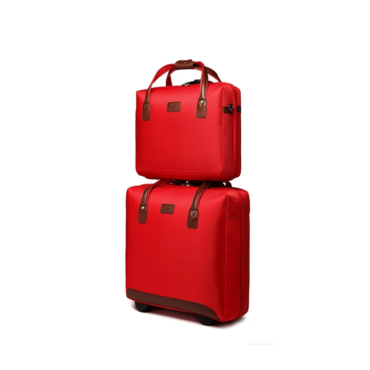 
Durable and cheap price nylon and PU leather fabric traveling outdoor suitcases luggage set 