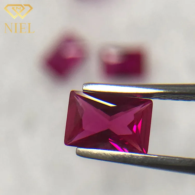 Red synthetic gems 5# rectangular 4x6mm corundum rubies baguette small stone rectangle cut ruby