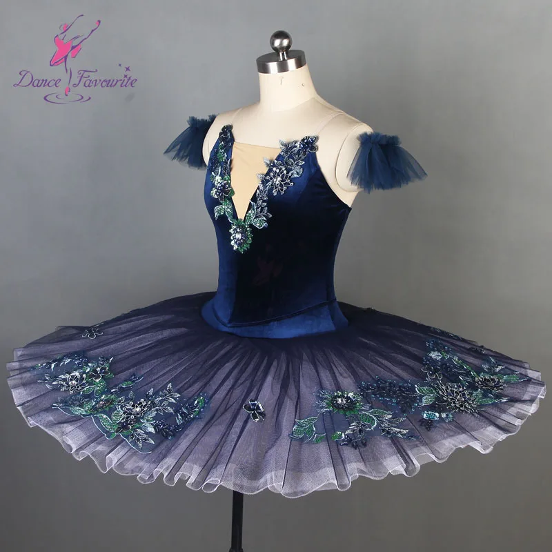 YAGP Dark blue  professional ballet dance tutu costume for girls and women performance pancake tutus BLL085