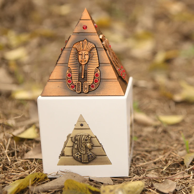 Metal Egyptian Pyramid Pharaoh Avatar Statue Home Decor Car Ornament