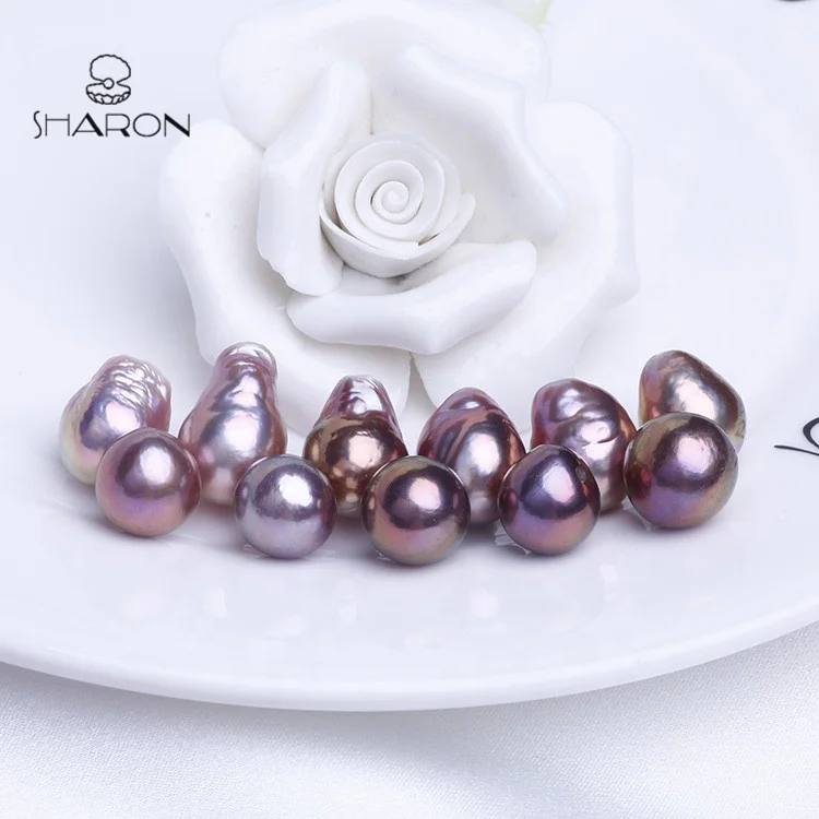
12-14mm High Luster Rainbow Metal Fireball Edison Baroque Pearl Beads 