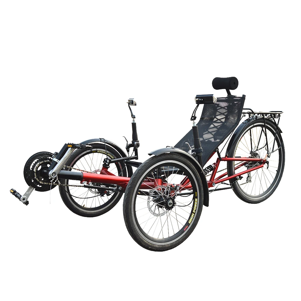 Free Shipping ZZMERCK Folding 3 Wheel Bicycles Recumbent Trike with Rear Suspension