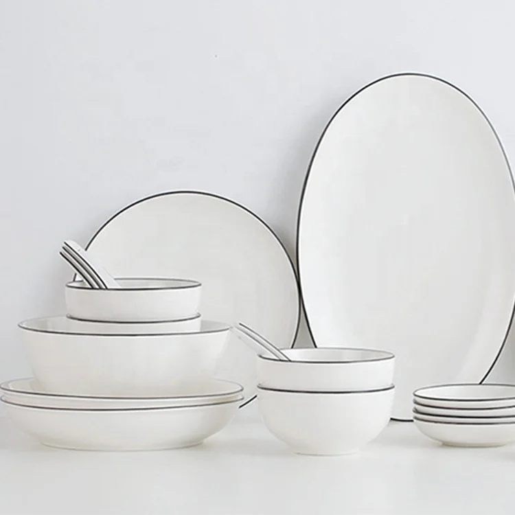 
italian ceramic black compostable dinnerware set 