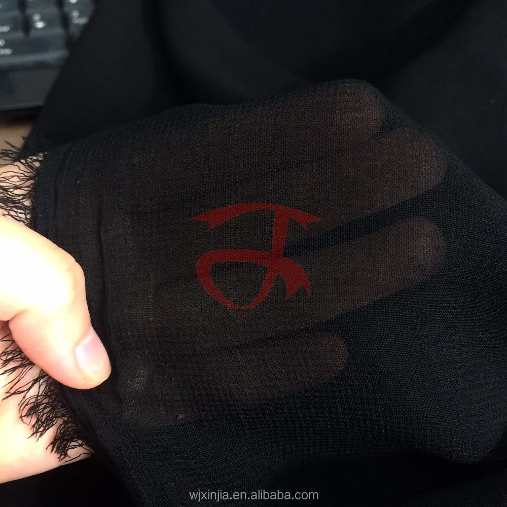 Formal Black Wool Chiffon Abaya Scarf Fabric for Muslim Women Scarf