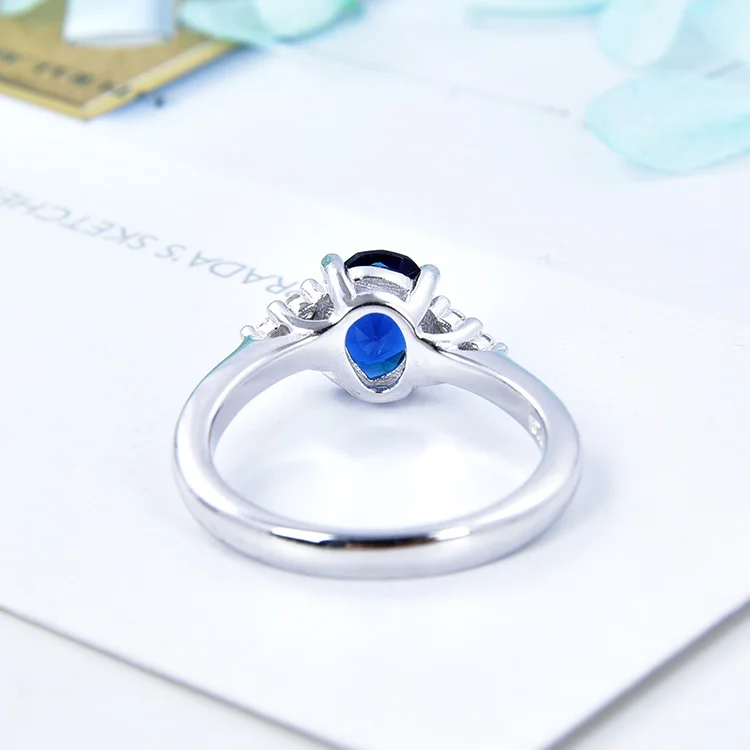 POLIVA Middle East Egyptian Islamic Arabic Dubai White Gold 925 Sterling Silver Synthetic Sapphire Clear Glass Wedding Rings