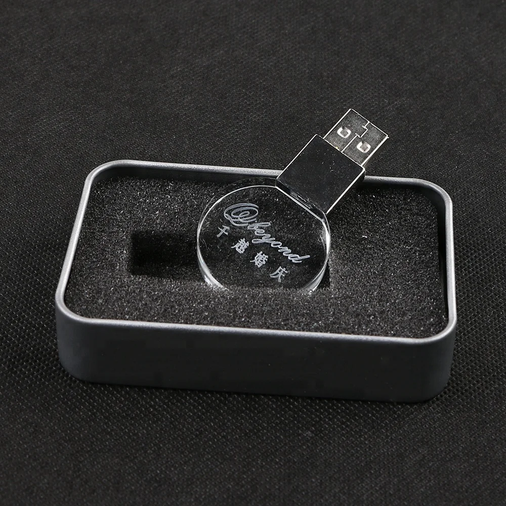 
High quality crystal usb pen drive 32gb with LED light 