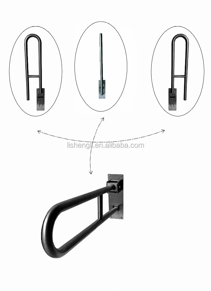 
304 Stainless steel toilet swing up bar safety grab bar disabled grab rail 