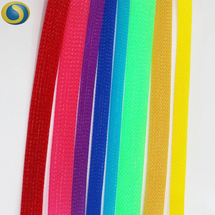 Flame retardant cable management monofilament PET braided expandable sleeving purple