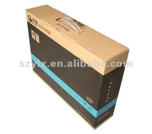Wholesale best quality cheap printed corrugated packing packaging box with handle for notebook or laptop