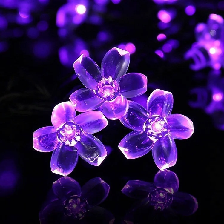Christmas day outdoor waterproof light flower string LED solar holiday light string garden lighting decorative
