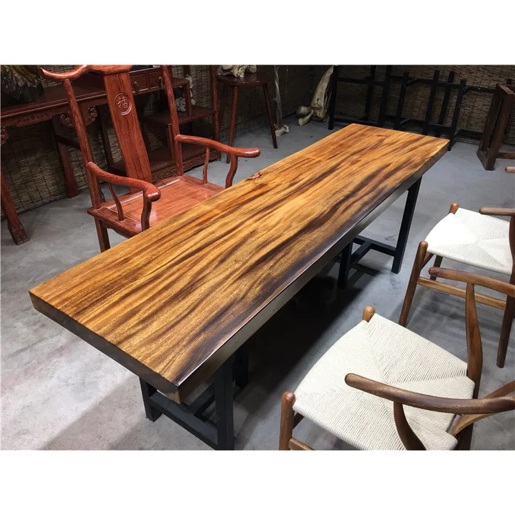  Rose Gold Color Stainless Steel Base Modern Wood Large Dining
