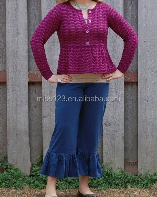 Hot selling High Quality Plus Size Women Ruffle Capri Pants