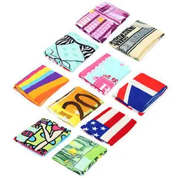 Custom microfiber  suede printed recycle quick dry travel beach  towel with travel bag