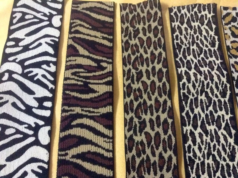 Hot!!! 3.7CM-5.8CM Leopard Image Woven Printed Elastic Webbing