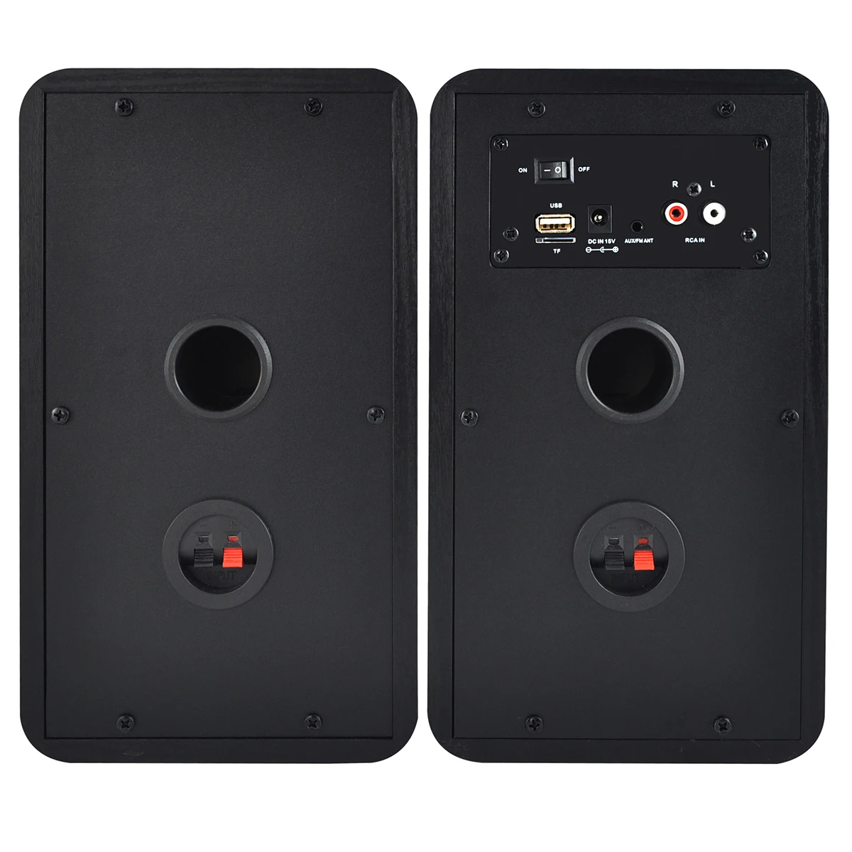  Wooden 2.0 Stereo Computer Bookshelf Speakers With 50W USB TF AUX FM Radio PC/Laptops/Desktops/Phone