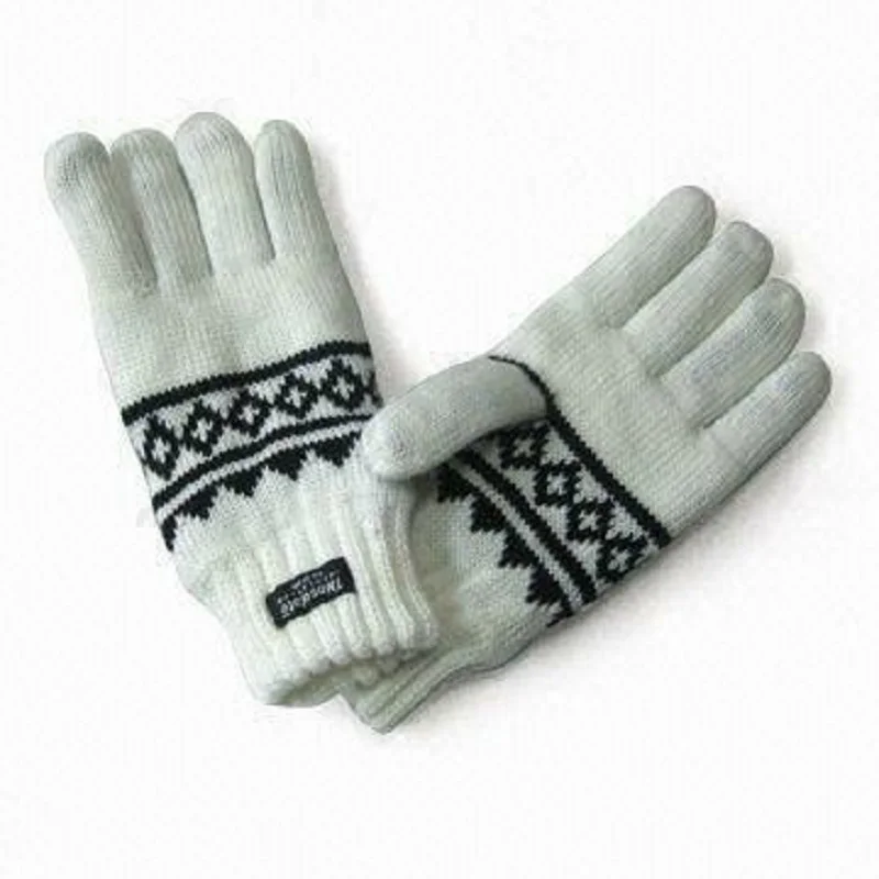 Customize  Adult Knit Winter Gloves Personalized Men Acrylic Knitted  Gloves with Lining for Winter Season
