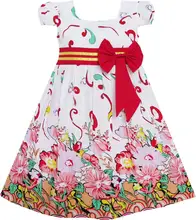 Sunny Fashion Vestido Menina Rosa Flor Baixo Manga Festa