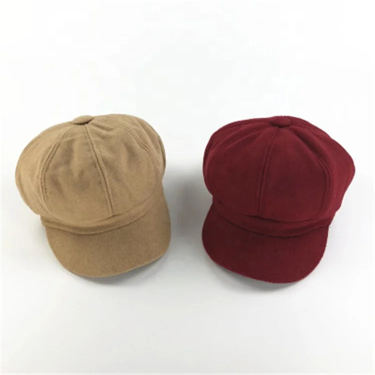 
Factory Wholesale Fashion British Style Cheap Custom Winter Woollen Star Anise Beret Short Visor Cap 