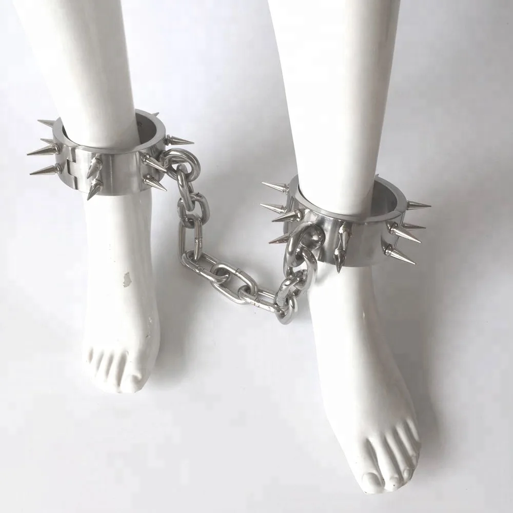 Spiked neck bondage collar handcuffs stainless steel metal restraints sex products slave bdsm adult games hand cuffs fetish toys