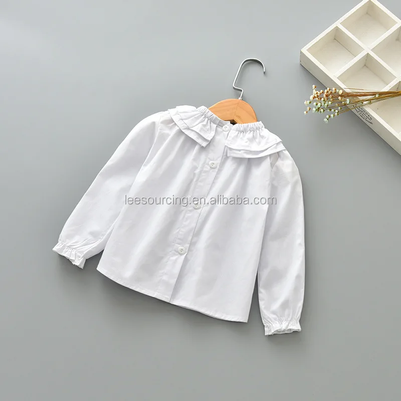 
Leesourcing Wholesale turn-down collar kids shirt girl blouse blank 