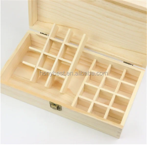 25 Grids Wooden Essential Oil Box with Removable Dividers Perfume Oil Roller Bottles Amber Bottles Display & Storage Containers
