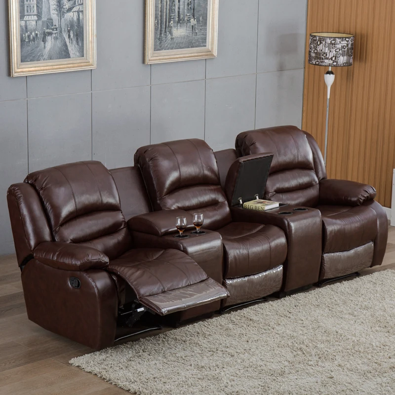 Эко-кожаный диван с откидной подкладкой и ручным откидным креселом